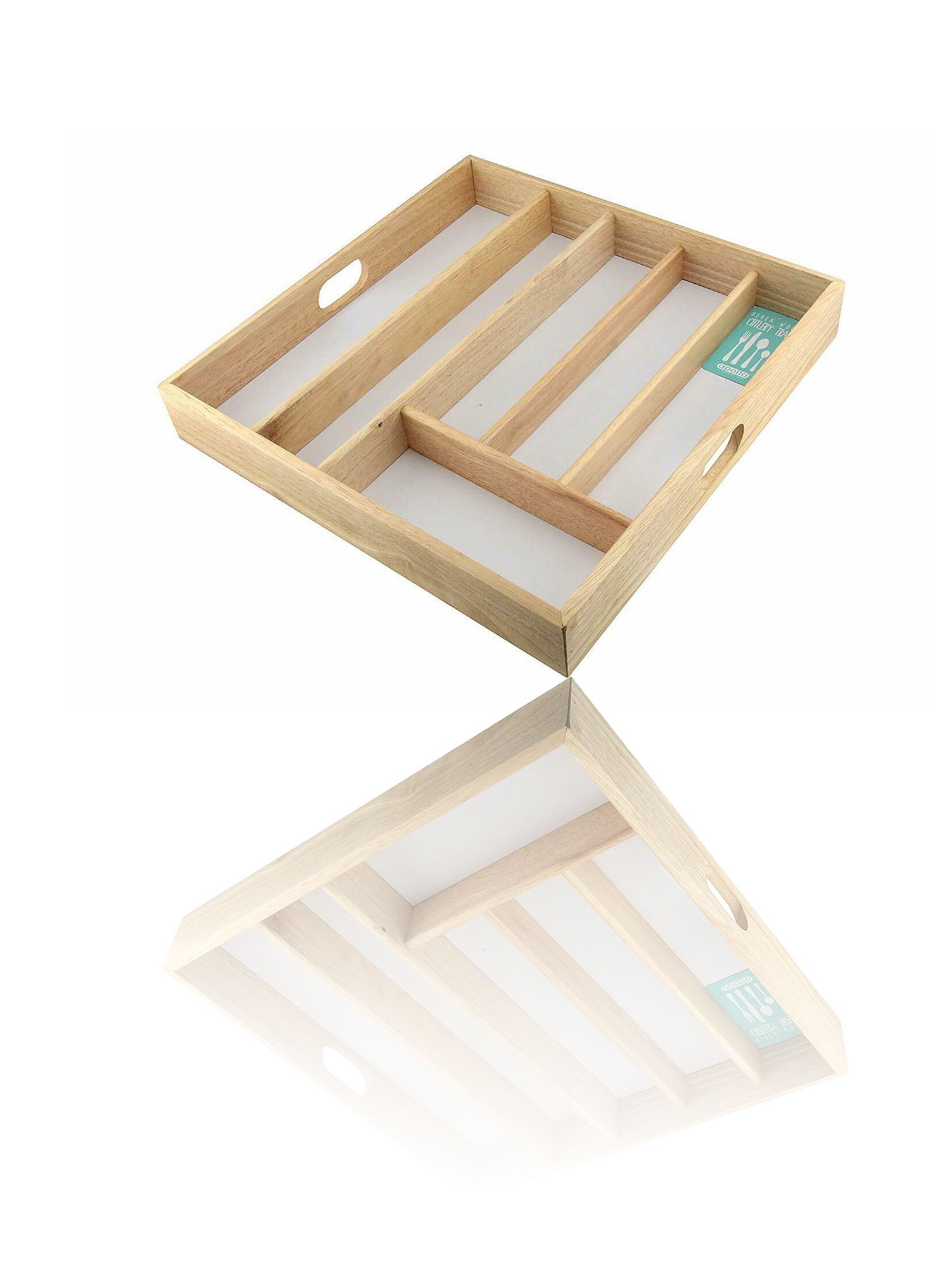 Rubberwood 6 Section Cutlery Tray